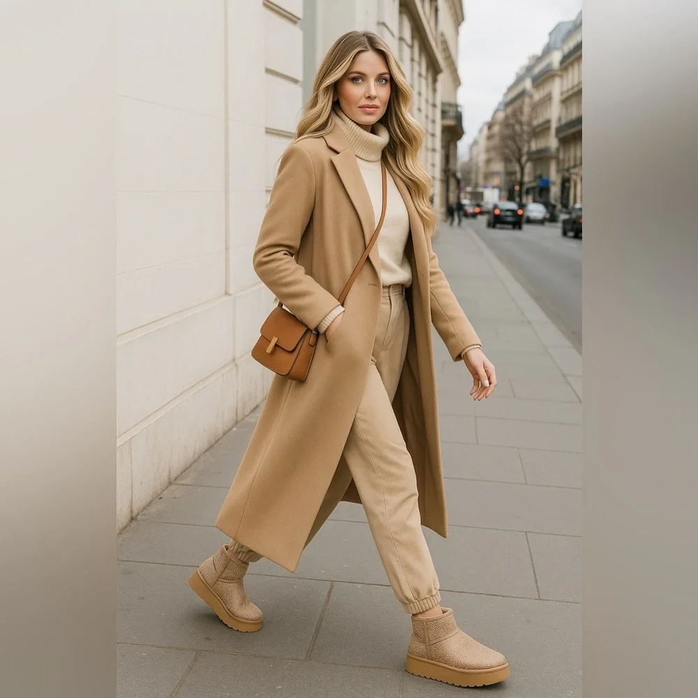 Wild Fable Missy Platform Ankle Boots Beige Rhinestone Vegan Suede Size 10 NIB - Picture 2 of 12